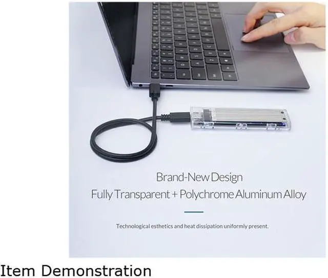 Alt view image 7 of 7 - ORICO TCM2-C3 Aluminum USB 3.1 Gen2 Type-C NVMe M.2 Hard Drive Enclosure 10Gbps Date Transfer Rate Support UASP Protocol with Type-C to C Cable - Silver