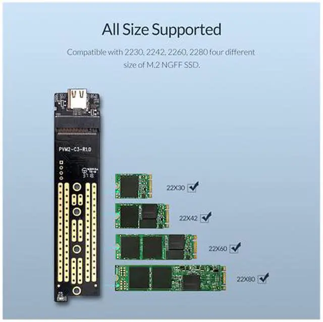 Alt view image 5 of 7 - ORICO M.2 to Type-C SSD Enclosure NGFF Transparent USB3.1 Type-C 6Gbps Support UASP 2TB for PCIE NGFF SATA B key SSD Disk - Black