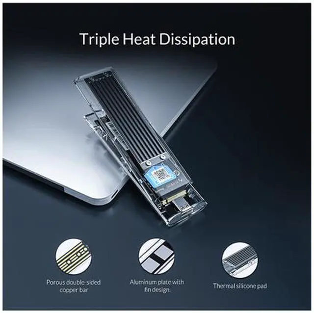 Alt view image 7 of 7 - ORICO M.2 to Type-C SSD Enclosure NGFF Transparent USB3.1 Type-C 6Gbps Support UASP 2TB for PCIE NGFF SATA B key SSD Disk - Black