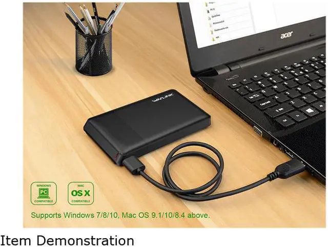 Alt view image 6 of 7 - [USB 3.0 & Tool-free ] Wavlink USB 3.0 to SATA External Hard Drive Disk Enclosure Case Support UASP & SATA I / II / III SSD HDD, LED Indicator for 2.5 Inch 7 & 9.5mm SATA HDD and SSD, Plug and Play