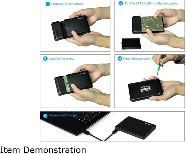 Alt view image 5 of 7 - [USB 3.0 & Tool-free ] Wavlink USB 3.0 to SATA External Hard Drive Disk Enclosure Case Support UASP & SATA I / II / III SSD HDD, LED Indicator for 2.5 Inch 7 & 9.5mm SATA HDD and SSD, Plug and Play