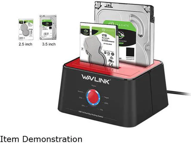 Alt view image 4 of 7 - WAVLINK USB 3.0 to SATA I/II/III Dual Bay External Hard Drive Docking Station for 2.5/3.5 Inch HDD/SSD with UASP (6Gbps), Support Offline Clone Duplicator Function [Max 16TB X2 ]