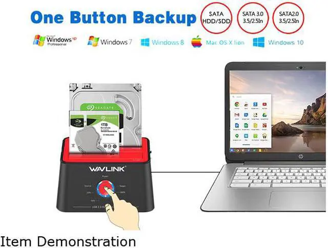 Alt view image 6 of 7 - WAVLINK USB 3.0 to SATA I/II/III Dual Bay External Hard Drive Docking Station for 2.5/3.5 Inch HDD/SSD with UASP (6Gbps), Support Offline Clone Duplicator Function [Max 16TB X2 ]