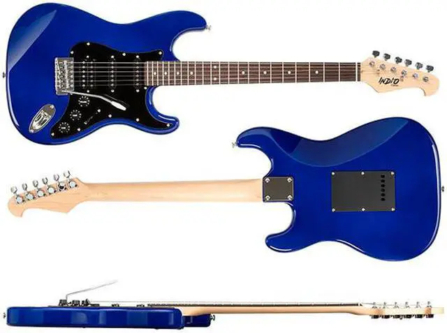 Alt view image 3 of 6 - Monoprice Indio Cali Classic HSS Electric Guitar - Blue, With Gig Bag