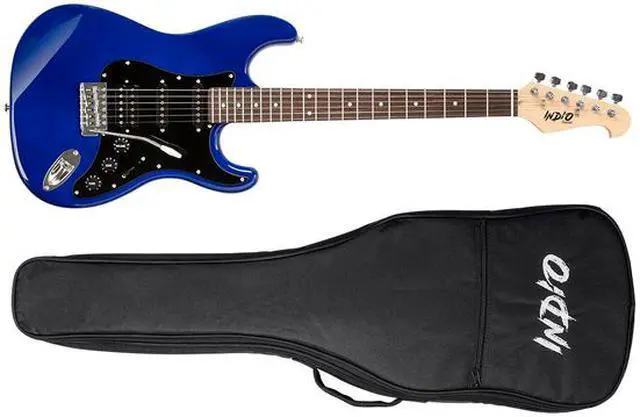 Alt view image 5 of 6 - Monoprice Indio Cali Classic HSS Electric Guitar - Blue, With Gig Bag