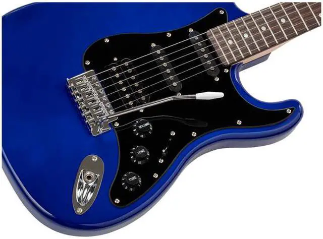 Alt view image 2 of 6 - Monoprice Indio Cali Classic HSS Electric Guitar - Blue, With Gig Bag