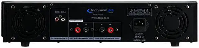 Alt view image 3 of 3 - Technical Pro AX2000 2U Professional 2CH Power Amplifier - Black
