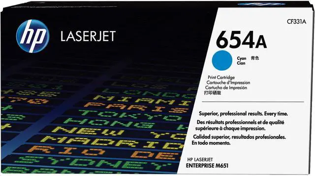 Main image of HP 654A Cyan Original LaserJet Toner Cartridge, ~15,000 pages, CF331A