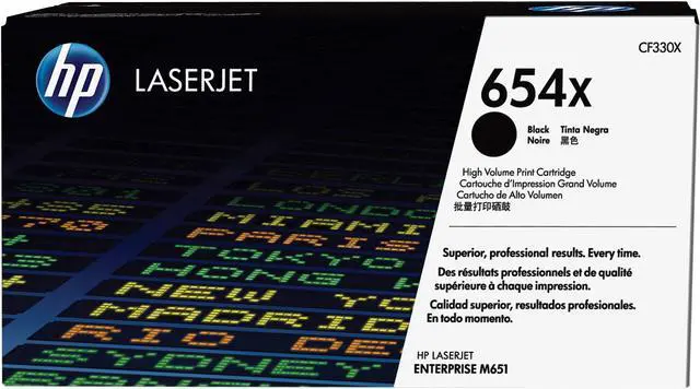Main image of HP 654X High Yield Black Original LaserJet Toner Cartridge, ~20,500 pages,