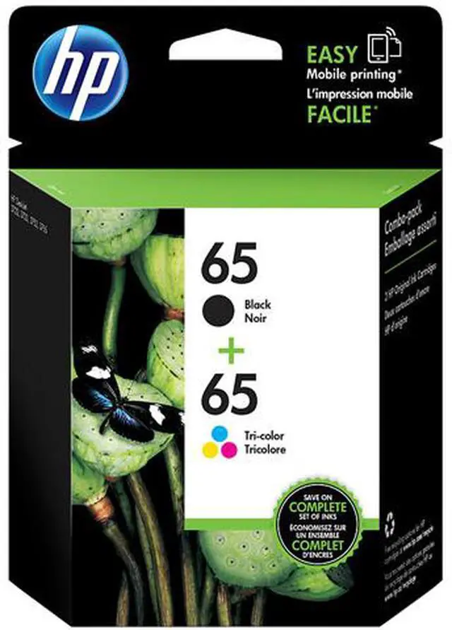 Main image of HP 65 2-pack Black/Tri-color Original Ink Cartridges, ~120 pages, T0A36AN#140