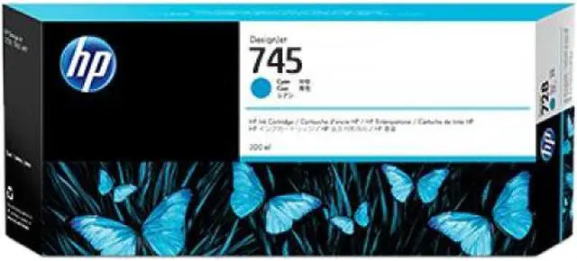 Main image of HP 745 300-ml DesignJet Cyan Ink Cartridge, F9K03A