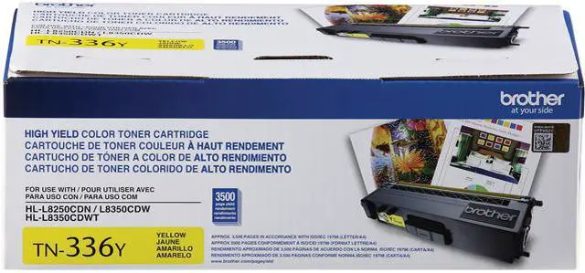 Main image of Brother International - TN336Y - Brother Genuine TN336Y High Yield Yellow Toner Cartridge - Laser - High Yield - 3500