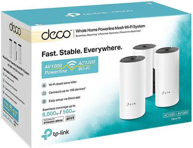 Alt view image 5 of 5 - TP-Link Deco Powerline Hybrid Mesh WiFi System(Deco P9) - Up to 6,000 sq.ft Whole Home Coverage, WiFi Router / Extender Replacement, Signal Through Walls, Seamless Roaming, Parental Controls, 3-pack