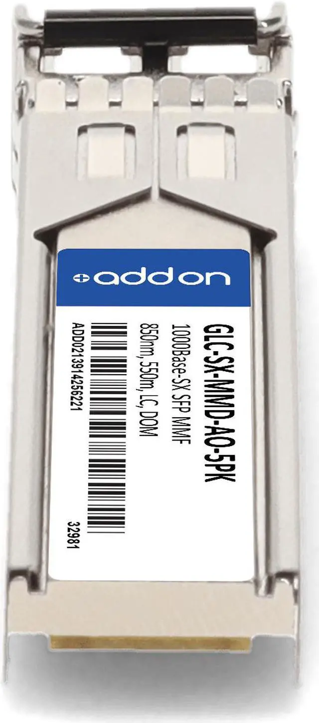 Alt view image 4 of 8 - (5 Pack) AddOn Cisco® GLC-SX-MMD Compatible TAA 1000Base-SX SFP Transceiver (MMF, 850nm, 550m, LC, DOM)