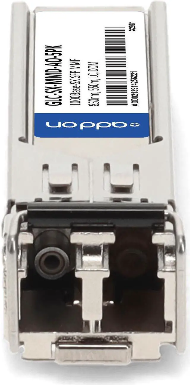 Alt view image 8 of 8 - (5 Pack) AddOn Cisco® GLC-SX-MMD Compatible TAA 1000Base-SX SFP Transceiver (MMF, 850nm, 550m, LC, DOM)