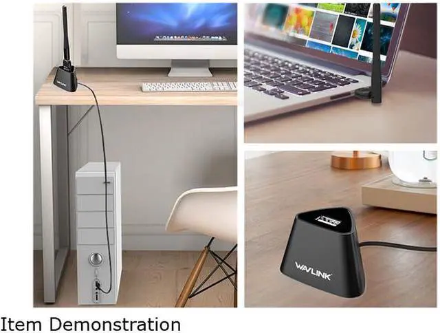 Alt view image 4 of 7 - Wavlink AC600 Wi-Fi Card Dual Band Wireless Adapter Up to 600Mbps, 802.11ac/a/b/g/n, High Gain 3dBi External Antenna WiFi adongle, For PC, Desktop, Laptop, Support Windows, Mac OS X