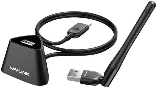 Alt view image 2 of 7 - Wavlink AC600 Wi-Fi Card Dual Band Wireless Adapter Up to 600Mbps, 802.11ac/a/b/g/n, High Gain 3dBi External Antenna WiFi adongle, For PC, Desktop, Laptop, Support Windows, Mac OS X