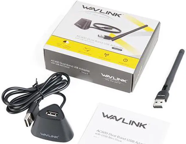 Alt view image 7 of 7 - Wavlink AC600 Wi-Fi Card Dual Band Wireless Adapter Up to 600Mbps, 802.11ac/a/b/g/n, High Gain 3dBi External Antenna WiFi adongle, For PC, Desktop, Laptop, Support Windows, Mac OS X