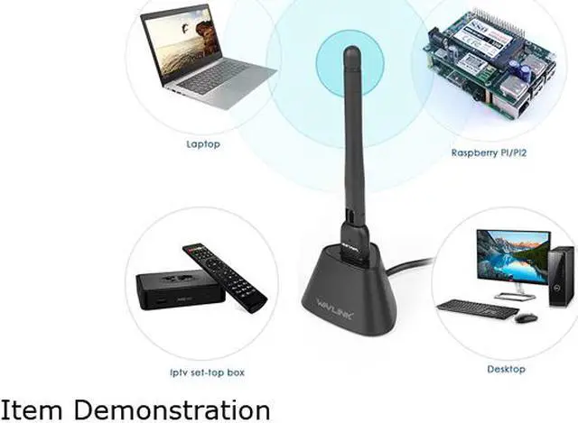 Alt view image 3 of 7 - Wavlink AC600 Wi-Fi Card Dual Band Wireless Adapter Up to 600Mbps, 802.11ac/a/b/g/n, High Gain 3dBi External Antenna WiFi adongle, For PC, Desktop, Laptop, Support Windows, Mac OS X