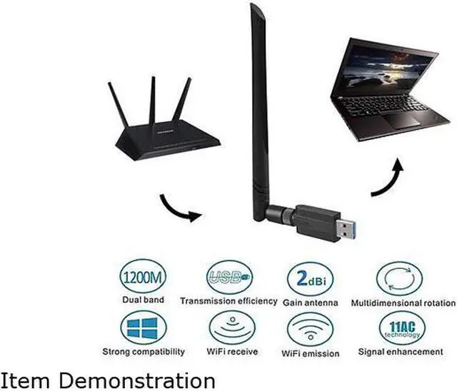 Alt view image 4 of 6 - 1200Mbps USB Wifi Adapter for PC,CORN Mini 802.11ac Dual Band 2.4G/5G High Gain 2dBi Antenna Wireless Network Adapter Wi-Fi Dongle Adapter Support Windows XP,Win Vista,Win 7,Win 8.1,Win 10,Mac OS X 10