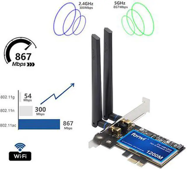 Alt view image 5 of 7 - Fenvi FV-HB1200 Desktop Wireless-AC Dual Band 1200Mbps PCIE Wifi Card,support Hackintosh Wi-Fi Adapter, Bluetooth 4.0, Windows 7/10/11,compatible with mac OS Big Sur/Monterey/Catalina,Airdrop,Handoff