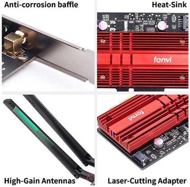Alt view image 8 of 7 - fenvi FV-AX3000 WiFi 6 PCI-E 3000Mbps Bluetooth 5.1 Wifi Adapter Intel AX200 Wi-fi6 Card Wireless PCI Express 802.11ax/ac 2.4Ghz/5Ghz Dual Band MU-MIMO OFDMA With Heat Sink, for Windows 10/Win 11