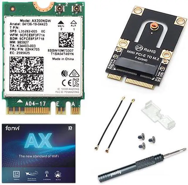 Alt view image 4 of 7 - Mini PCI-E Wi-Fi 6 Intel AX200 Adapter Kit 2974Mbps Bluetooth 5.0 M.2 To Mini PCI Express Full Wifi Wireless Card AX200NGW 802.11ax/ac 160Mhz 2.4G/5G MU-MIMO OFDMA Windows 10 For Laptop Desktop
