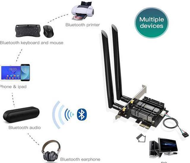 Alt view image 6 of 7 - EDUP WiFi 6 Card AX 3000Mbps PCIe Network Card AX200 802.11AX 2.4Ghz/5.8Ghz with Bluetooth 5.0 & Heat Sink Wireless PCI Express Wi-Fi Adapters Dual Band Antenna for Windows 10 64-bit