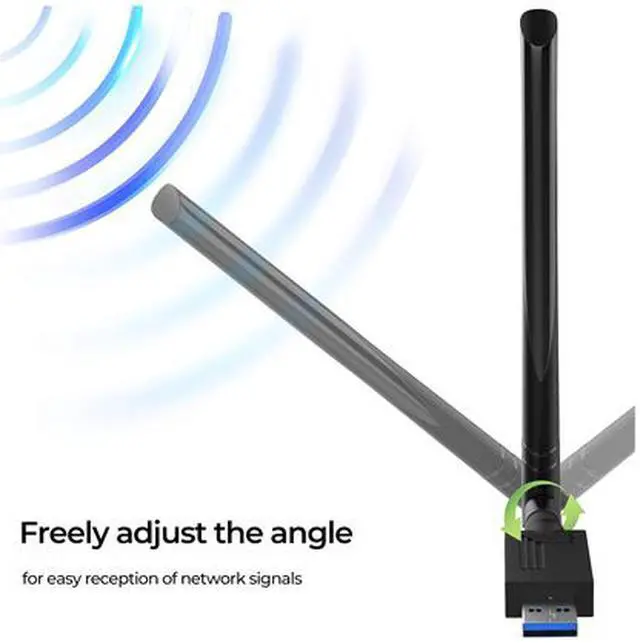 Alt view image 2 of 5 - AC1200 USB Wifi Adapter, 1200Mbps USB 3.0 Wifi Dongle 802.11 ac Wireless Network Adapter with Dual Band 2.4GHz/300Mbps + 5GHz/866Mbps 5dBi High Gain Antenna for Desktop Windows XP/Vista/7/8/10 Mac