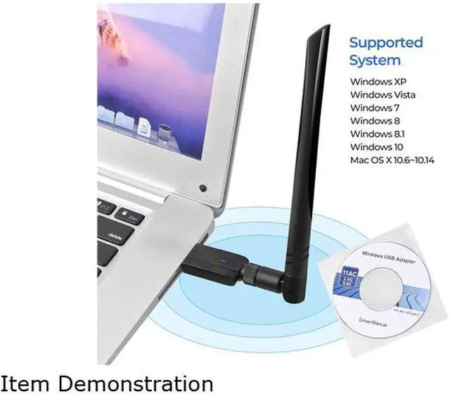 Alt view image 3 of 5 - AC1200 USB Wifi Adapter, 1200Mbps USB 3.0 Wifi Dongle 802.11 ac Wireless Network Adapter with Dual Band 2.4GHz/300Mbps + 5GHz/866Mbps 5dBi High Gain Antenna for Desktop Windows XP/Vista/7/8/10 Mac