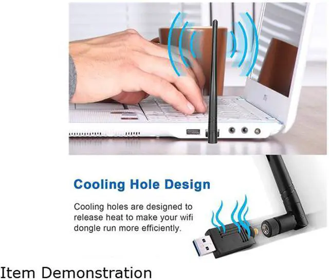Alt view image 7 of 7 - USB WiFi Adapter for PC Wireless WiFi Adapter 1200Mbps 2.4G/5G 802.11ac USB 3.0 Network Adapter with High Gain Antenna for Desktop Laptop PC Support Windows XP/10/8/8.1/7/Vista,Mac 10.6-10.15,Linux