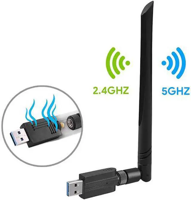 Main image of USB WiFi Adapter for PC Wireless WiFi Adapter 1200Mbps 2.4G/5G 802.11ac USB 3.0 Network Adapter with High Gain Antenna for Desktop Laptop PC Support Windows XP/10/8/8.1/7/Vista,Mac 10.6-10.15,Linux