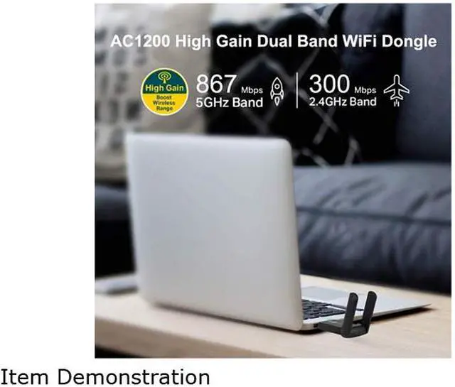 Alt view image 6 of 7 - USB WiFi Adapter for PC 1200Mbps Wireless Network Adapter WiFi Dongle Stick for Desktop Dual Band 2.4GHz/300Mbps 5.8GHz/867Mbps USB 3.0 Compatible with Win XP/7/8/10/vista, Mac 10.6-10.15, Linux