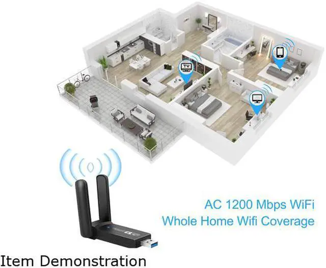 Alt view image 4 of 6 - Wifi Dongle, Wireless USB Wifi Adapter 1200Mbps Dual Band 2.4G/5G USB 3.0 Wifi Stick Mini Wireless Network Card for PC Desktop Laptop, Support Windows 10/8/7/Vista/XP/2000, Linux, Mac Os X 10