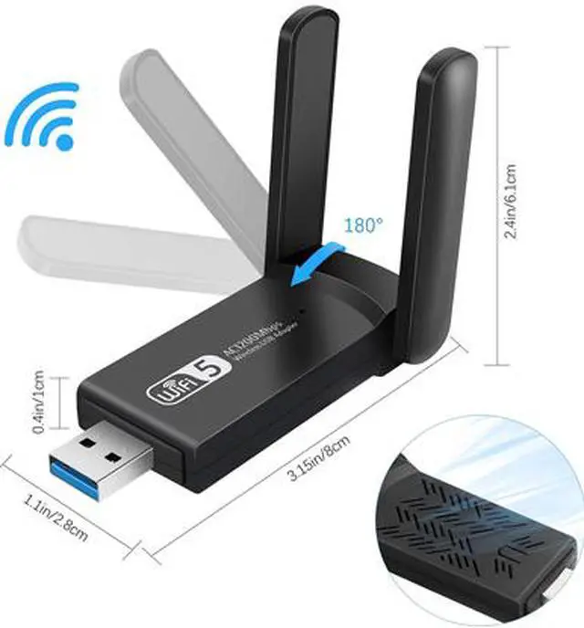 Alt view image 2 of 6 - Wifi Dongle, Wireless USB Wifi Adapter 1200Mbps Dual Band 2.4G/5G USB 3.0 Wifi Stick Mini Wireless Network Card for PC Desktop Laptop, Support Windows 10/8/7/Vista/XP/2000, Linux, Mac Os X 10