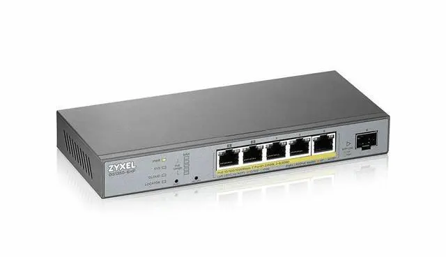 Main image of ZyXEL GS1350-6HP 5-Port Gigabit Smart Nebula Cloud Managed PoE Switch, 3 PoE+ / 2 PoE++ Ports at 60W with 1 SFP Uplink