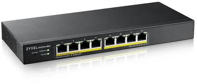 Alt view image 2 of 4 - ZyXEL 8-Port Gigabit Smart Nebula Cloud Managed PoE Switch, 8 PoE+ Ports at 60W, GS1915-8EP