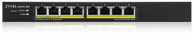 Alt view image 3 of 4 - ZyXEL 8-Port Gigabit Smart Nebula Cloud Managed PoE Switch, 8 PoE+ Ports at 60W, GS1915-8EP