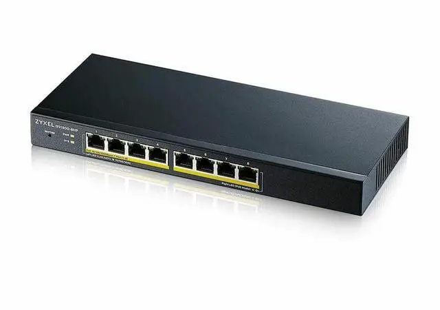 Main image of ZyXEL 8-Port Gigabit Smart Managed PoE Switch, 8 PoE+ Ports at 77W, Fanless, TAA Compliant, GS1900-8HPREV03F