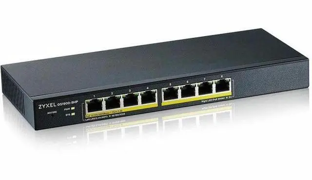 Alt view image 2 of 4 - ZyXEL 8-Port Gigabit Smart Managed PoE Switch, 8 PoE+ Ports at 77W, Fanless, TAA Compliant, GS1900-8HPREV03F