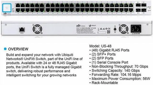 Alt view image 10 of 10 - Ubiquiti Networks US-48-US Managed Gigabit Switches with SFP