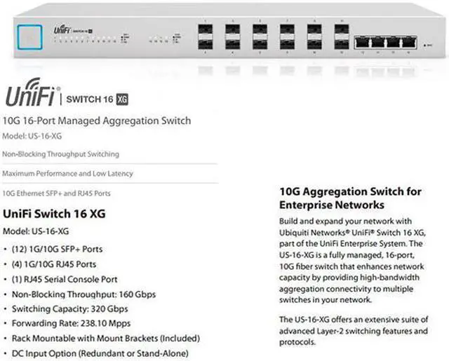 Alt view image 4 of 4 - Ubiquiti Networks US-16-XG-US 10G 16-Port Managed Aggregation Switch