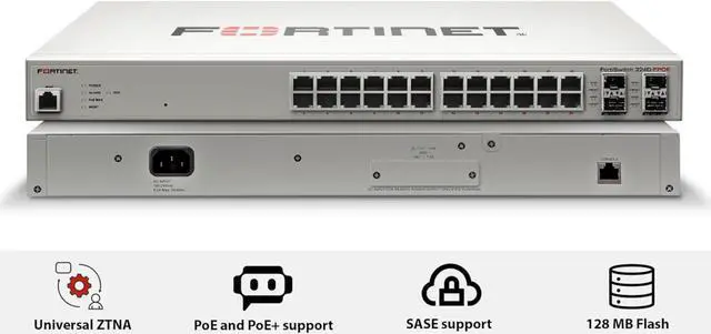 Alt view image 7 of 8 - Fortinet FortiSwitch - 224D-FPOE L2/3 FortiGate Switch with 370W PoE (FS-224D-FPOE)