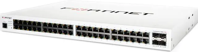 Main image of FORTINET FortiSwitch FS-148E-POE Ethernet Switch - 48 Ports - Manageable - 2 Layer Supported - Modular - 4 SFP Slots - Optical Fiber, Twisted Pair - 1U High - Rack-mountable