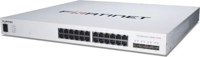 Main image of Fortinet FortiSwitch 424E-POE Layer 2/3 FortiGate switch controller compatible PoE+ switch with 24 x GE RJ45 ports, 4 x 10 GE SFP+, with automatic Max 250W POE output limit