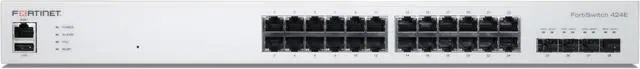 Alt view image 2 of 3 - FortiSwitch-424E Layer 2/3 FortiGate switch controller compatible switch with 24 x GE RJ45 ports, 4 x 10 GE SFP+ uplinks