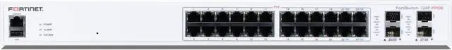 Alt view image 3 of 3 - FortiSwitch-124F-FPOE Layer 2 FortiGate switch controller compatible PoE+ switch with 24x 1G RJ45 with PoE+ and 4x 10G/1G SFP+/SFP ports and 1x RJ45 console port. Max 370W PoE output limit with smart fan/temperature control.