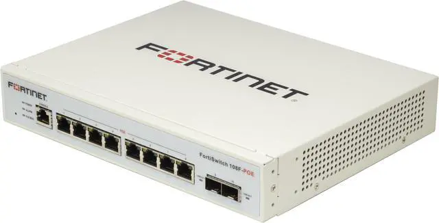 Alt view image 3 of 3 - FortiSwitch-108F-POE Fanless L2+ management switch with 8xGE + 2xSFP + 1xRJ45 console and automatic limited 65W POE