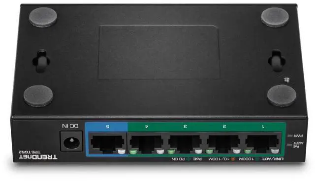 Alt view image 2 of 5 - TRENDnet 5-Port Gigabit PoE+ Switch, 32W PoE Power Budget, 10Gbps Switching Capacity, IEEE 802.1p QoS, DSCP Pass-Through Support, Fanless, Wall Mountable, Lifetime Protection, Black, TPE-TG52