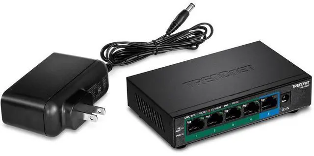 Alt view image 4 of 5 - TRENDnet 5-Port Gigabit PoE+ Switch, 32W PoE Power Budget, 10Gbps Switching Capacity, IEEE 802.1p QoS, DSCP Pass-Through Support, Fanless, Wall Mountable, Lifetime Protection, Black, TPE-TG52